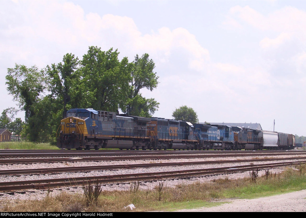 CSX 26 leads a train out of the yard